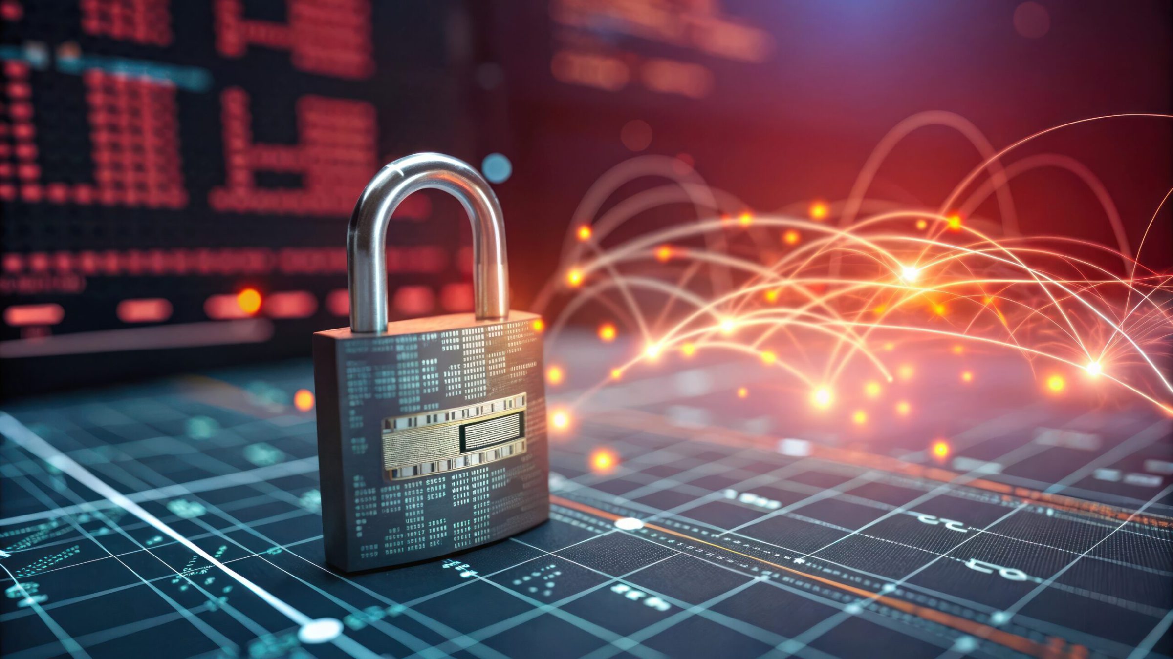Padlock representing cybersecurity and data protection for businesses