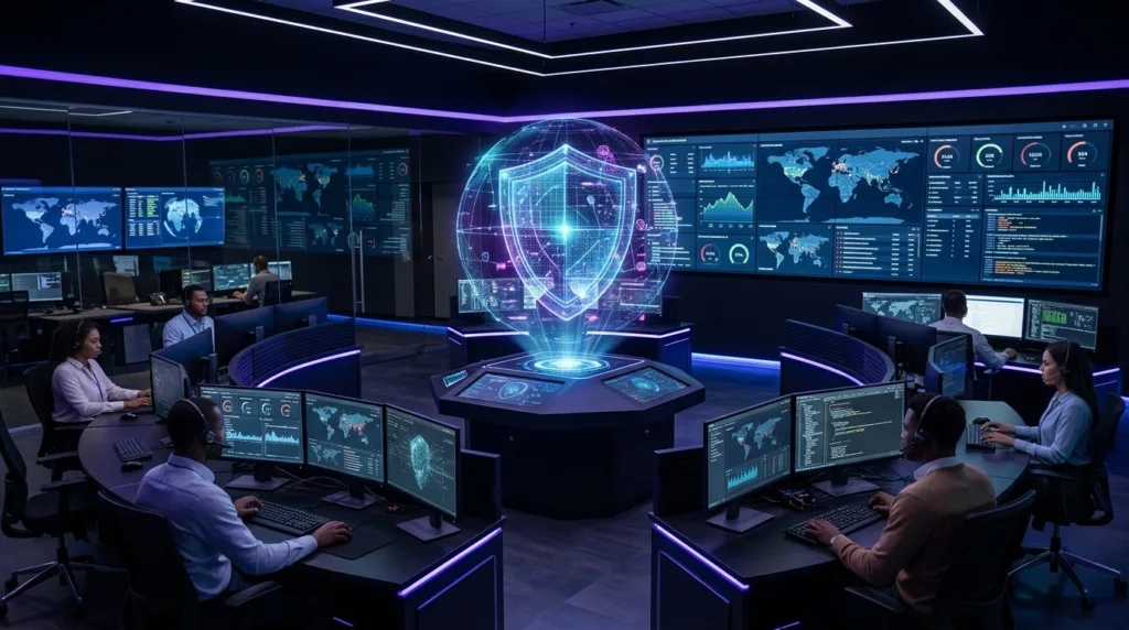 Cybersecurity operations center monitoring threats