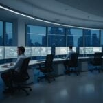 Toronto security operations center with one analyst at multiple empty workstations, illustrating the staffing shortage at mid-market companies