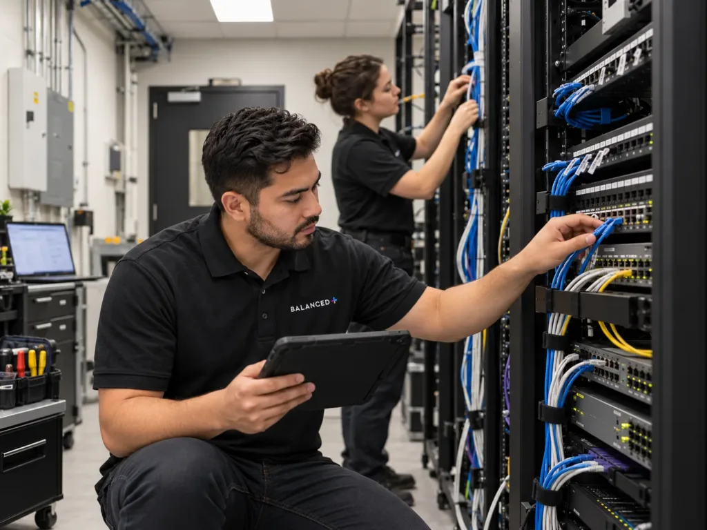 BALANCED+ technicians document and perform scheduled maintenance on network switches