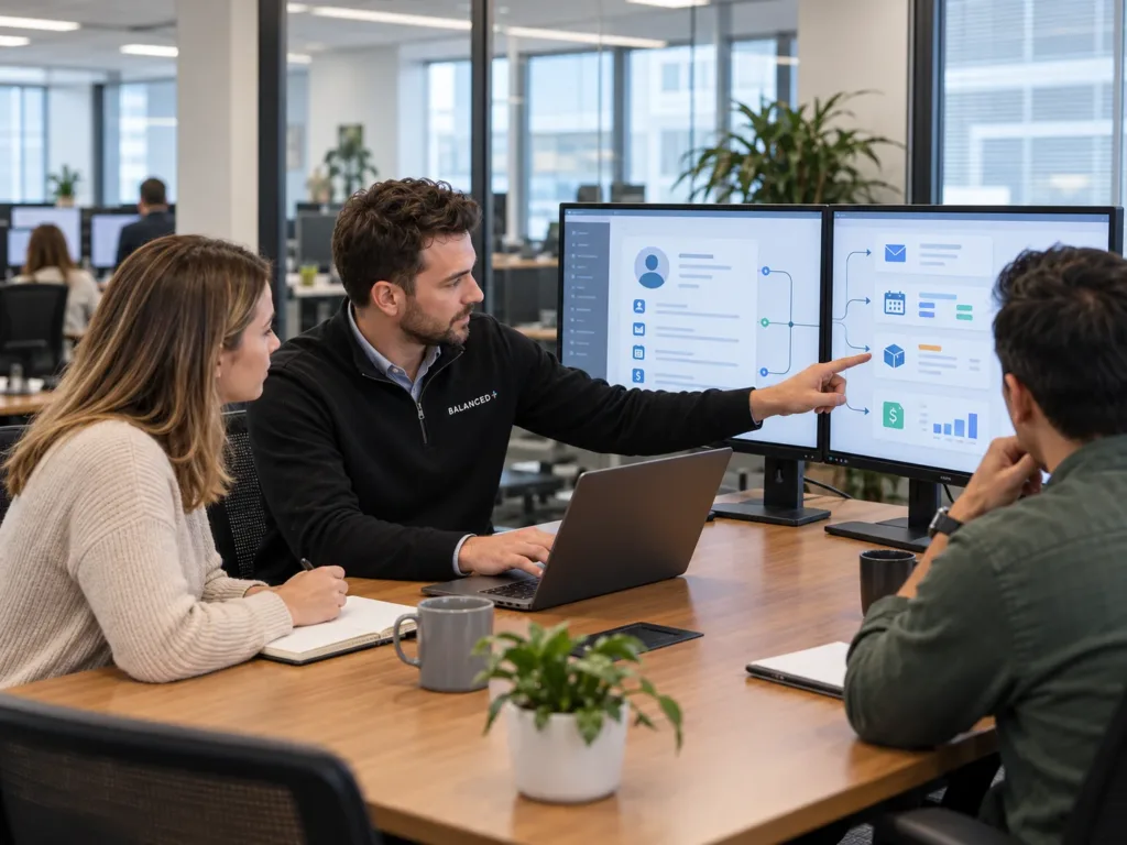 BALANCED+ consultant demonstrates how CRM connects customer emails, meetings and business data